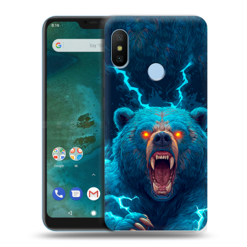 Пластиковый чехол на Xiaomi Mi A2 Lite с принтом Медведь Пластиковый чехол на Xiaomi Mi A2 Lite с принтом Медведь