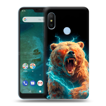 Пластиковый чехол на Xiaomi Mi A2 Lite с принтом Медведь Пластиковый чехол на Xiaomi Mi A2 Lite с принтом Медведь