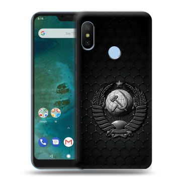 Пластиковый чехол на Xiaomi Mi A2 Lite с принтом Герб Флаг СССР