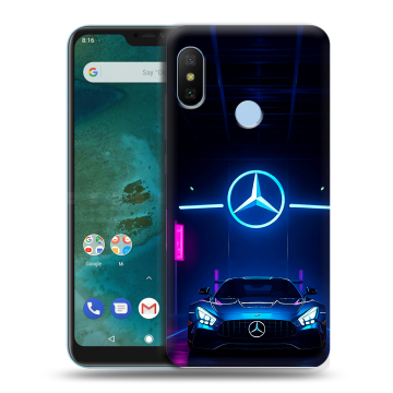 Пластиковый чехол на Xiaomi Mi A2 Lite с принтом Mercedes Мерседес Пластиковый чехол на Xiaomi Mi A2 Lite с принтом Mercedes Мерседес