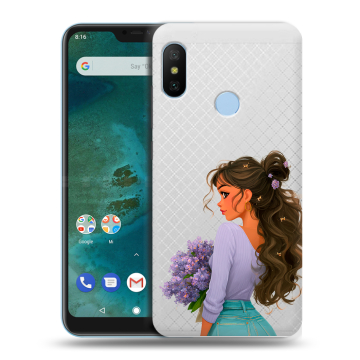 Пластиковый чехол на Xiaomi Mi A2 Lite с принтом девушка цветы