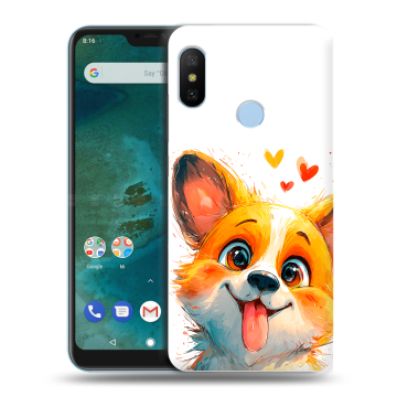 Пластиковый чехол на Xiaomi Mi A2 Lite с принтом корги Пластиковый чехол на Xiaomi Mi A2 Lite с принтом корги