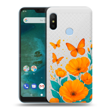 Пластиковый чехол на Xiaomi Mi A2 Lite с принтом цветы бабочки