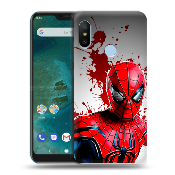 Пластиковый чехол на Xiaomi Mi A2 Lite с принтом Spiderman Человек паук Пластиковый чехол на Xiaomi Mi A2 Lite с принтом Spiderman Человек паук