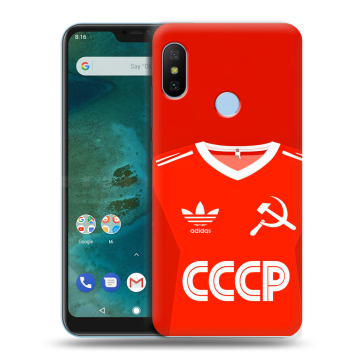 Пластиковый чехол на Xiaomi Mi A2 Lite с принтом Флаг Герб СССР