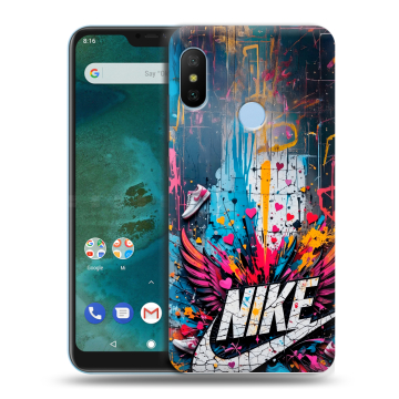 Пластиковый чехол на Xiaomi Mi A2 Lite с принтом Nike Найк Пластиковый чехол на Xiaomi Mi A2 Lite с принтом Nike Найк