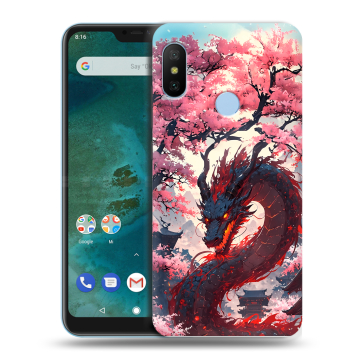 Пластиковый чехол на Xiaomi Mi A2 Lite с принтом Дракон Японский Пластиковый чехол на Xiaomi Mi A2 Lite с принтом Дракон Японский