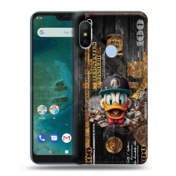 Пластиковый чехол на Xiaomi Mi A2 Lite с принтом Дональд Дак Доллар Пластиковый чехол на Xiaomi Mi A2 Lite с принтом Дональд Дак Доллар