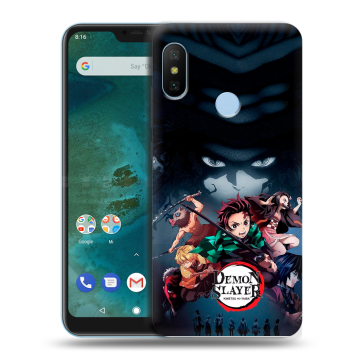 Пластиковый чехол на Xiaomi Mi A2 Lite с принтом Demon Slayer Клинок рассекающий демонов Пластиковый чехол на Xiaomi Mi A2 Lite с принтом Demon Slayer Клинок рассекающий демонов