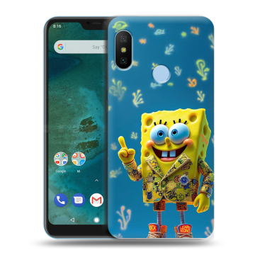 Пластиковый чехол на Xiaomi Mi A2 Lite с принтом Спанч боб Спанчбоб Пластиковый чехол на Xiaomi Mi A2 Lite с принтом Спанч боб Спанчбоб