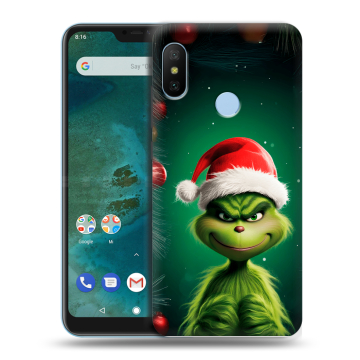 Пластиковый чехол на Xiaomi Mi A2 Lite с принтом Гринч Новый год Рождество