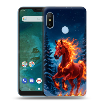 Пластиковый чехол на Xiaomi Mi A2 Lite с принтом Новый год коня