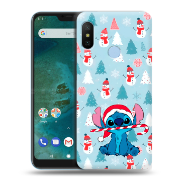 Пластиковый чехол на Xiaomi Mi A2 Lite с принтом Стич Новый год
