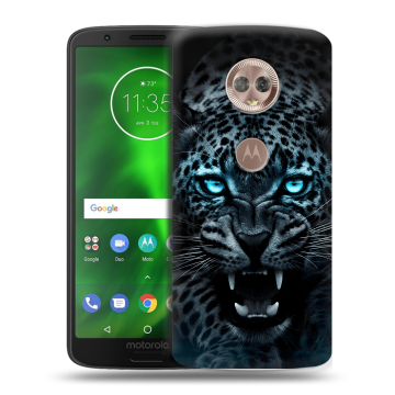 Силиконовый чехол на Motorola Moto G6 с принтом Темный леопард