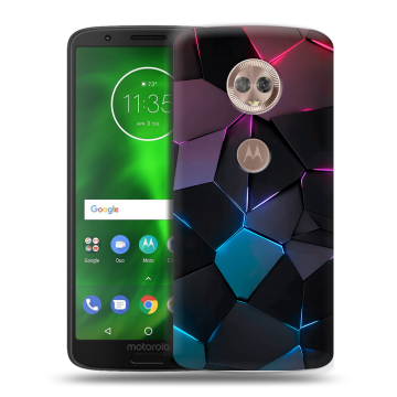 Силиконовый чехол на Motorola Moto G6 с принтом Геометрия неона