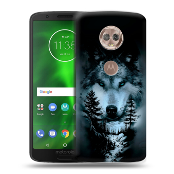 Силиконовый чехол на Motorola Moto G6 с принтом Лесной волк