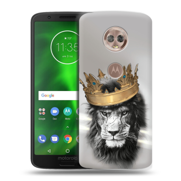 Силиконовый чехол на Motorola Moto G6 с принтом Лев с короной