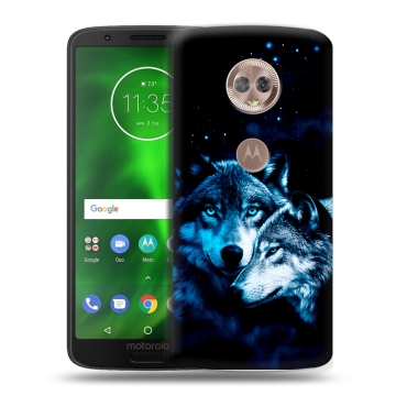 Силиконовый чехол на Motorola Moto G6 с принтом Волки