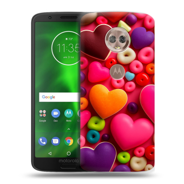 Силиконовый чехол на Motorola Moto G6 с принтом Сердечки