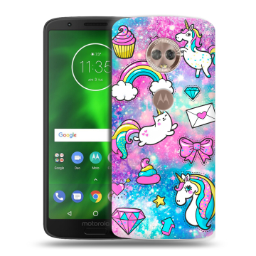 Силиконовый чехол на Motorola Moto G6 с принтом Единороги