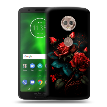 Силиконовый чехол на Motorola Moto G6 с принтом Розы красные