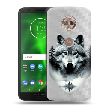 Силиконовый чехол на Motorola Moto G6 с принтом Волк в лесу