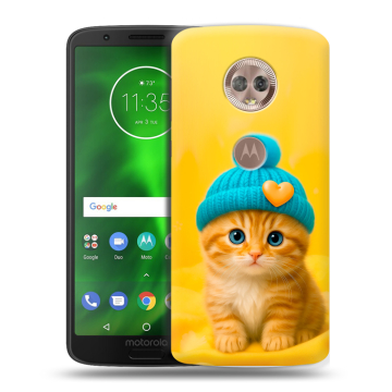 Силиконовый чехол на Motorola Moto G6 с принтом Котенок в шапке