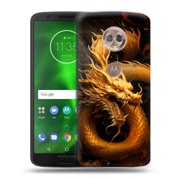 Силиконовый чехол на Motorola Moto G6 с принтом Золотой дракон Силиконовый чехол на Motorola Moto G6 с принтом Золотой дракон