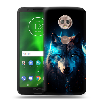 Силиконовый чехол на Motorola Moto G6 с принтом Волк ночной