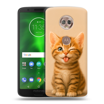 Силиконовый чехол на Motorola Moto G6 с принтом котенок
