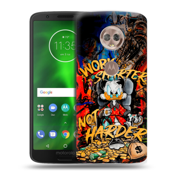 Силиконовый чехол на Motorola Moto G6 с принтом Дональд Дак Деньги