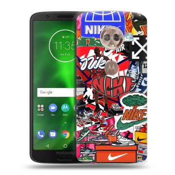 Силиконовый чехол на Motorola Moto G6 с принтом Найк Nike яркий