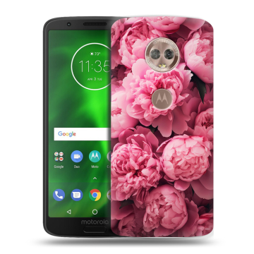 Силиконовый чехол на Motorola Moto G6 с принтом цветы пионы