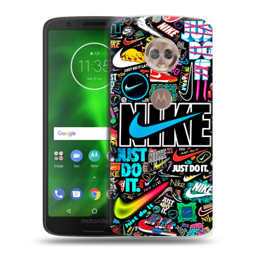 Силиконовый чехол на Motorola Moto G6 с принтом найк nike черный Силиконовый чехол на Motorola Moto G6 с принтом найк nike черный