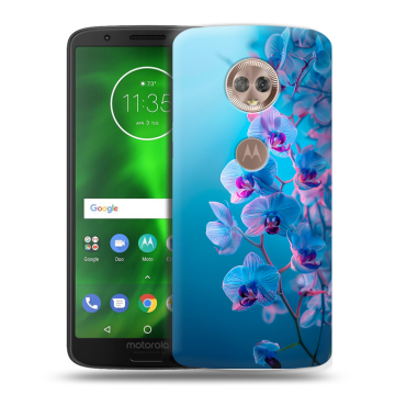 Силиконовый чехол на Motorola Moto G6 с принтом голубые орхидеи