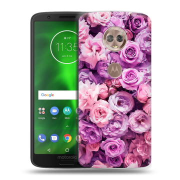 Силиконовый чехол на Motorola Moto G6 с принтом лавандовые розы
