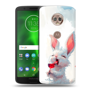 Силиконовый чехол на Motorola Moto G6 с принтом кролик зайчик