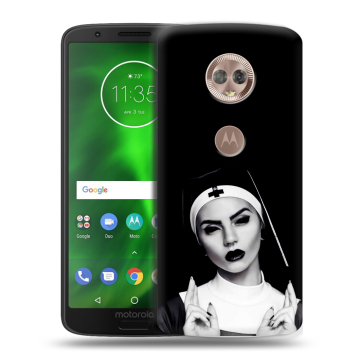 Силиконовый чехол на Motorola Moto G6 с принтом монашка