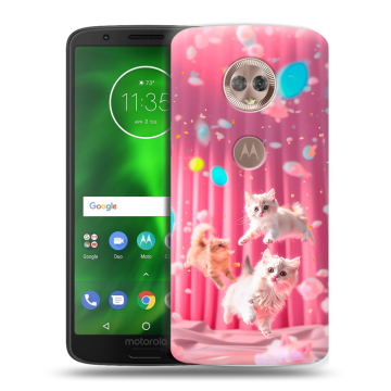 Силиконовый чехол на Motorola Moto G6 с принтом милые котики