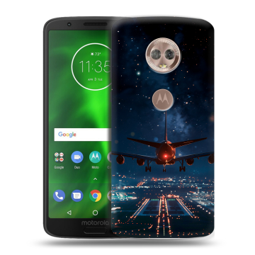 Силиконовый чехол на Motorola Moto G6 с принтом самолет