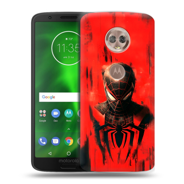 Силиконовый чехол на Motorola Moto G6 с принтом человек паук spiderman