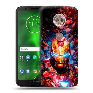 Силиконовый чехол на Motorola Moto G6 с принтом Железный человек Ironman