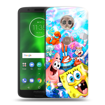 Силиконовый чехол на Motorola Moto G6 с принтом спанчбоб спанч боб