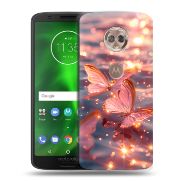 Силиконовый чехол на Motorola Moto G6 с принтом бабочки розовые