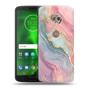 Силиконовый чехол на Motorola Moto G6 с принтом розовый мрамор