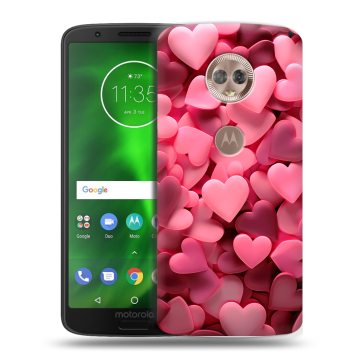 Силиконовый чехол на Motorola Moto G6 с принтом розовые сердечки