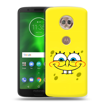 Силиконовый чехол на Motorola Moto G6 с принтом спанчбоб спанч боб