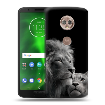 Силиконовый чехол на Motorola Moto G6 с принтом Лев кошки Силиконовый чехол на Motorola Moto G6 с принтом Лев кошки
