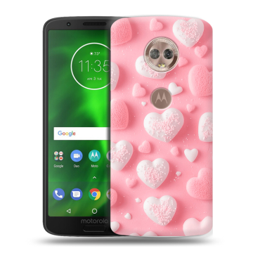Силиконовый чехол на Motorola Moto G6 с принтом Сердечки