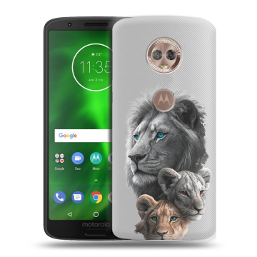 Силиконовый чехол на Motorola Moto G6 с принтом Львы Силиконовый чехол на Motorola Moto G6 с принтом Львы